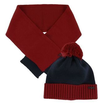 Emporio Armani Gaveæske - Strikhue/Tørklæde - Uld - Rød/Navy