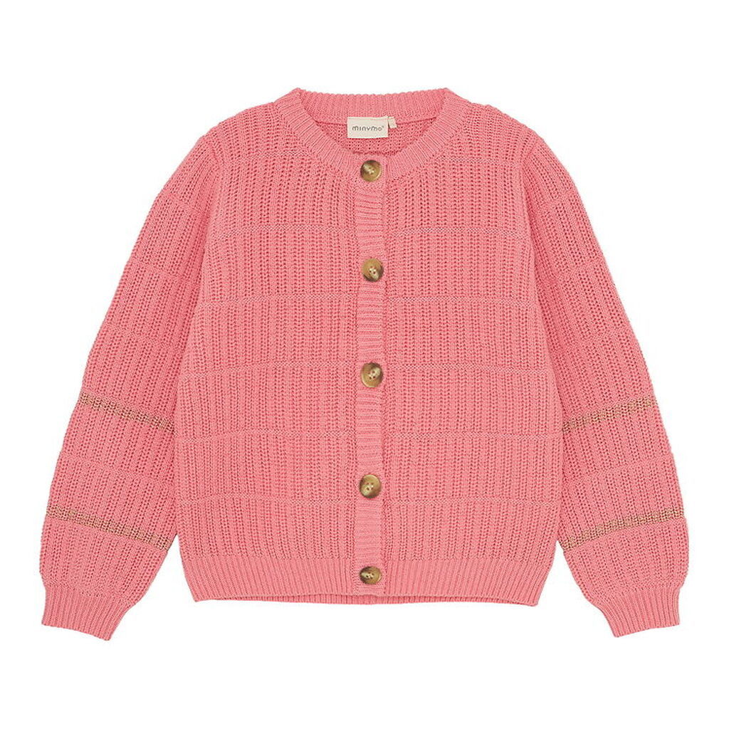 Minymo Cardigan - Strik - Rib - Strawberry Ice