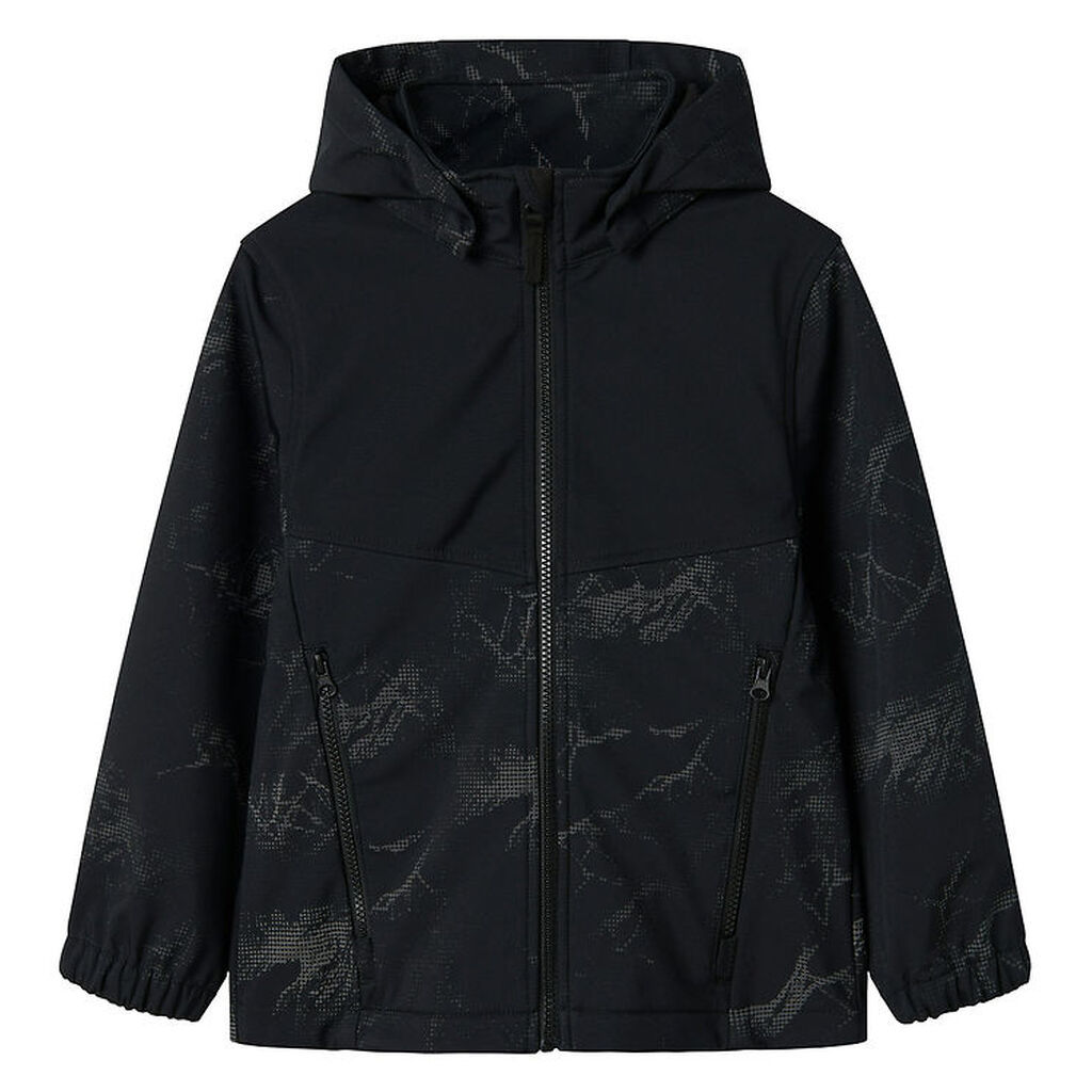 Name It Softshell m. Fleece - NkmAlfa08 - Sort m. Refleksprint