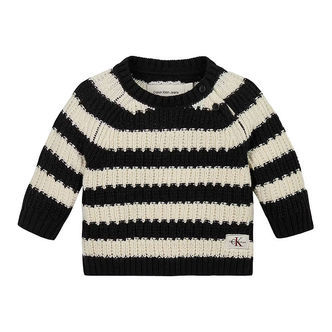 Calvin Klein Bluse - Strik - Stripe - Black/Whitecap