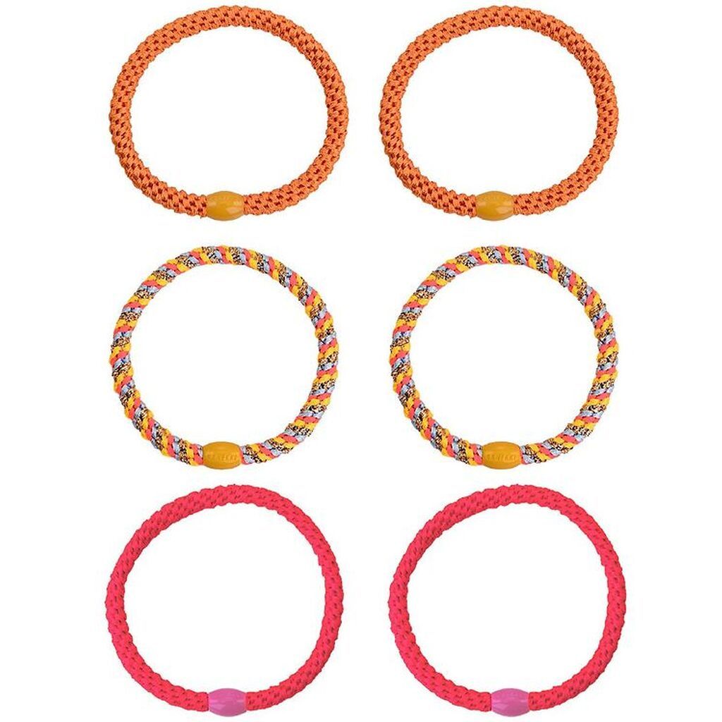 Kknekki Hårelastikker - 6-Pak - Slim - Pink/Orange