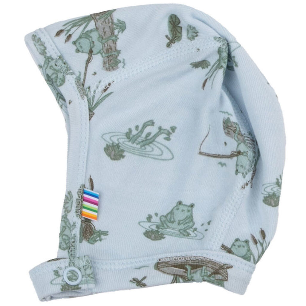 Joha Babyhjelm - Viskose/Bambus - Lyseblå m. Frøer