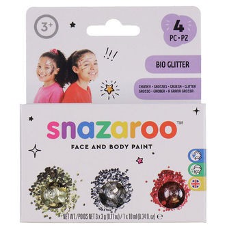 Snazaroo Sminke - BIO Glitter Chunky - 3 stk. - Guld/Sølv/Pink