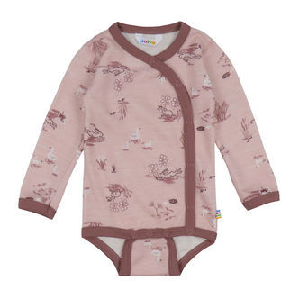 Joha Slå-om Body l/æ - Uld/Bambus - Lyserød m. Print