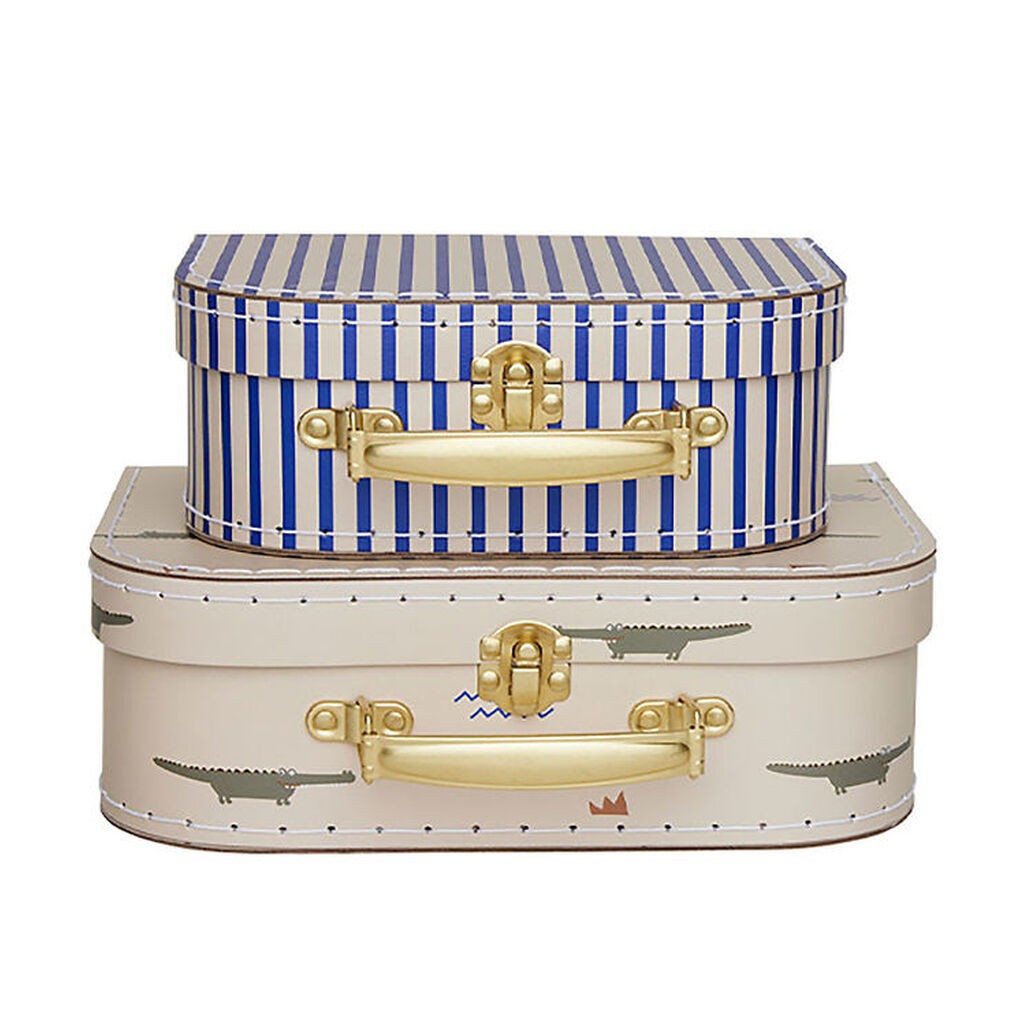 OYOY Kuffertsæt - 2 Stk. - Crocodile & Stripe - Beige