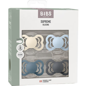 BIBS Supreme Sutter - Str. 2 - 4-pak - Symmetrisk - Ivory/Baby