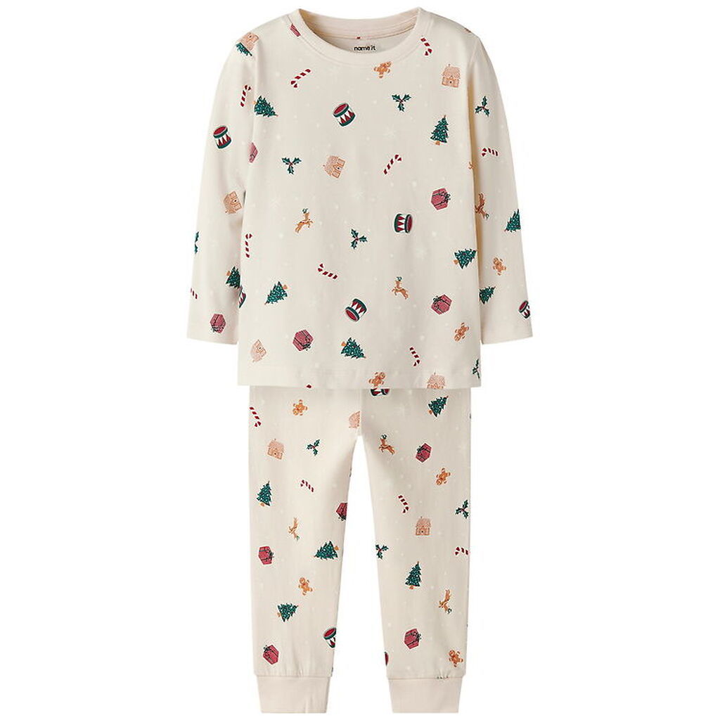 Name It Nattøj - 2-Delt - NmnVismas - Whitecap Gray/Xmas AOP