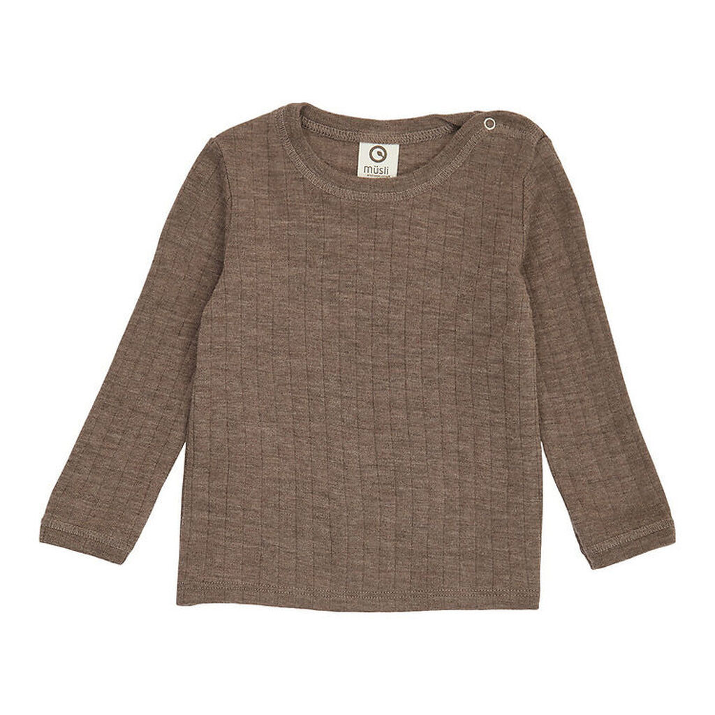 Müsli Bluse - Rib - Uld - Walnut Melange