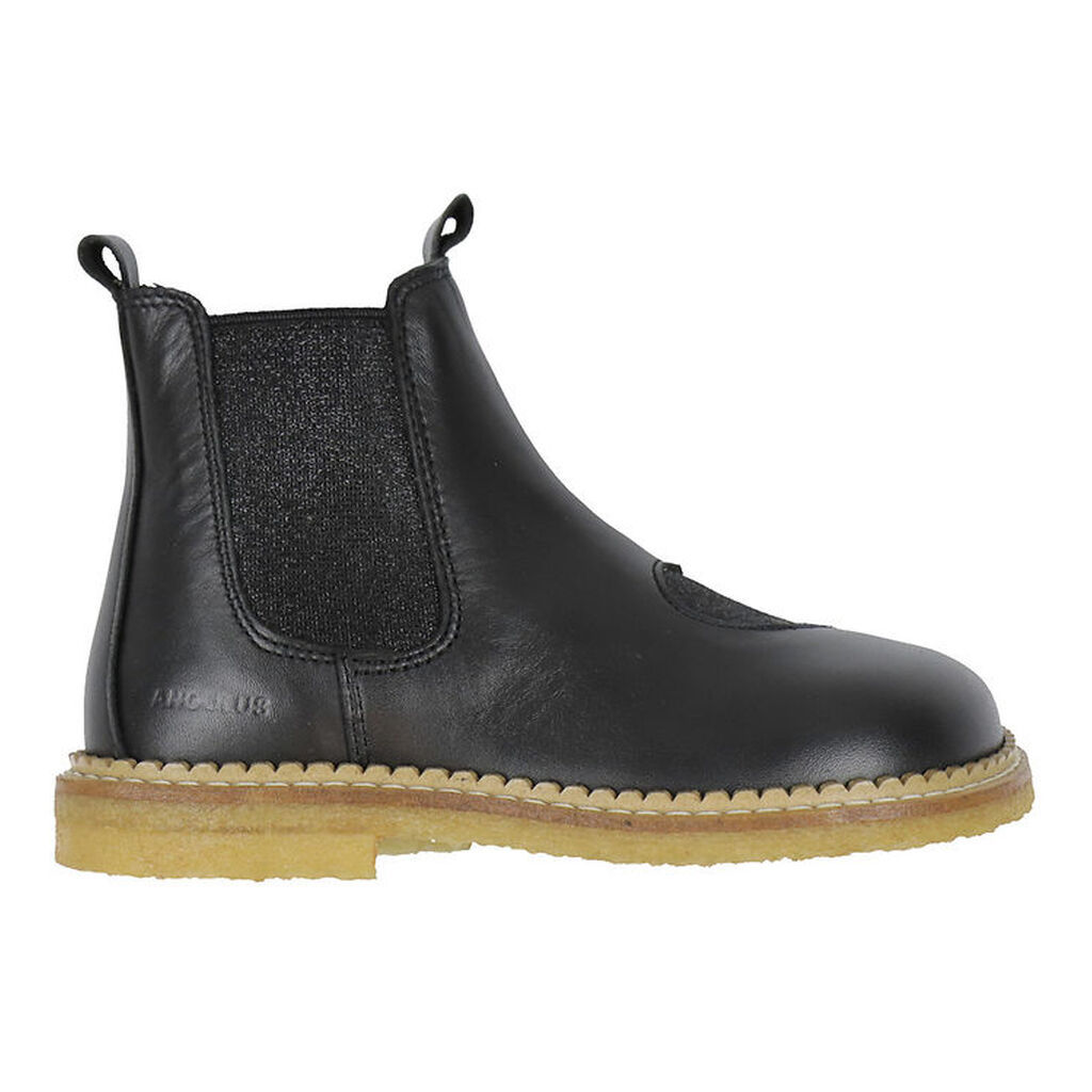 Angulus Støvler - Chelsea - Sort m. Glitter/Hjerte