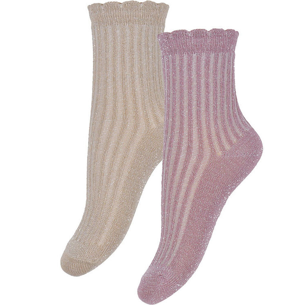 Minymo Strømper - 2-pak - Dusky Orchid m. Glimmer
