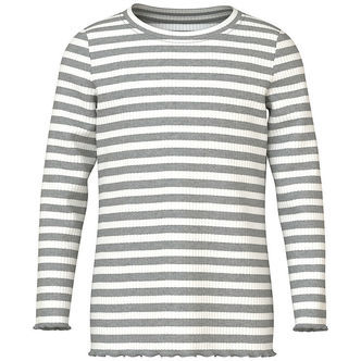 Name It Bluse - Rib - NmfVemma - Grey Melange/Cloud Dancer