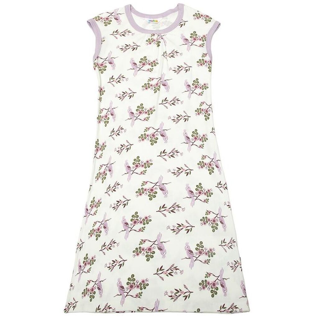 Joha Natkjole - Bambus - Off White/Lilla m. Papegøje