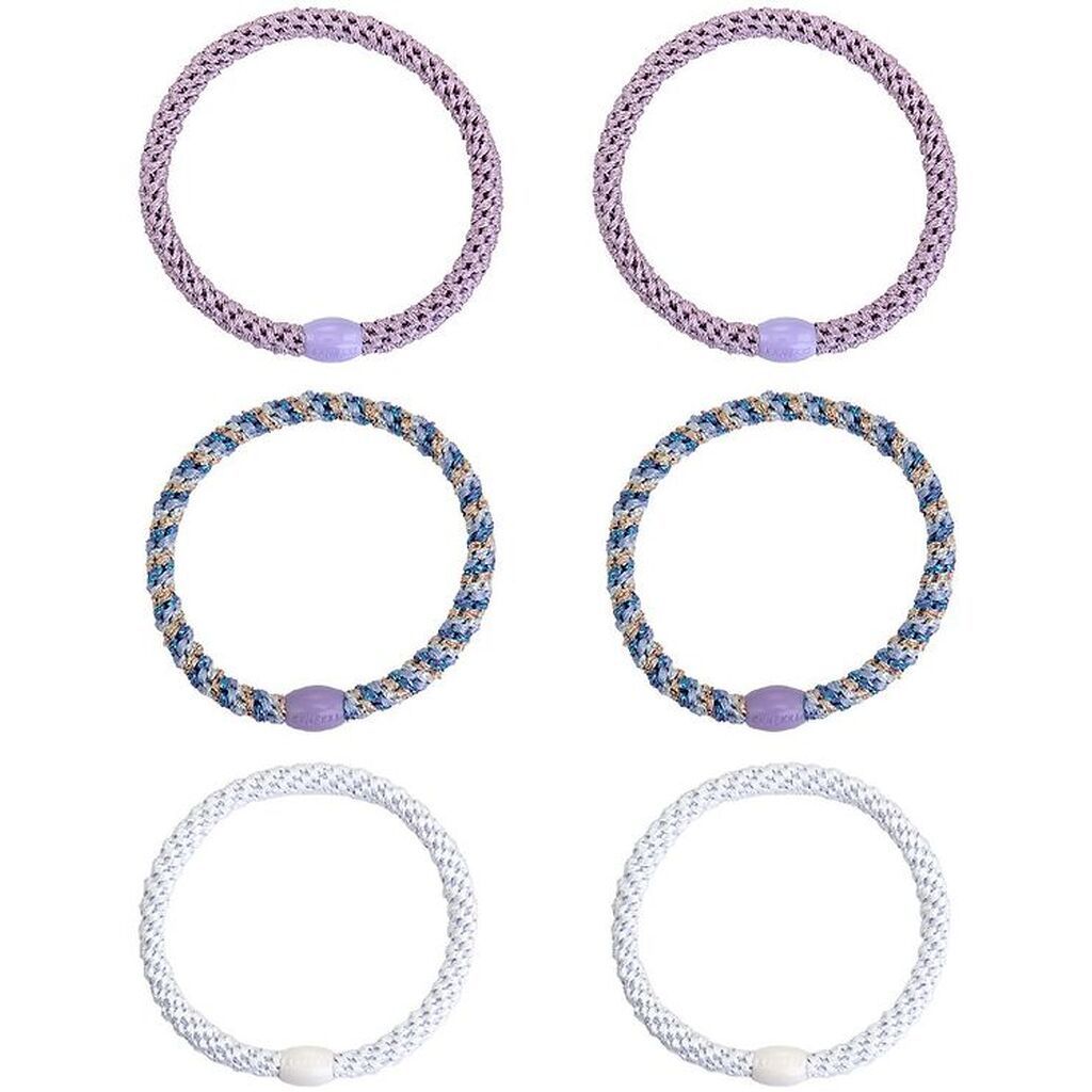 Kknekki Hårelastikker - 6-Pak - Slim - Hvid/Lilla/Blå