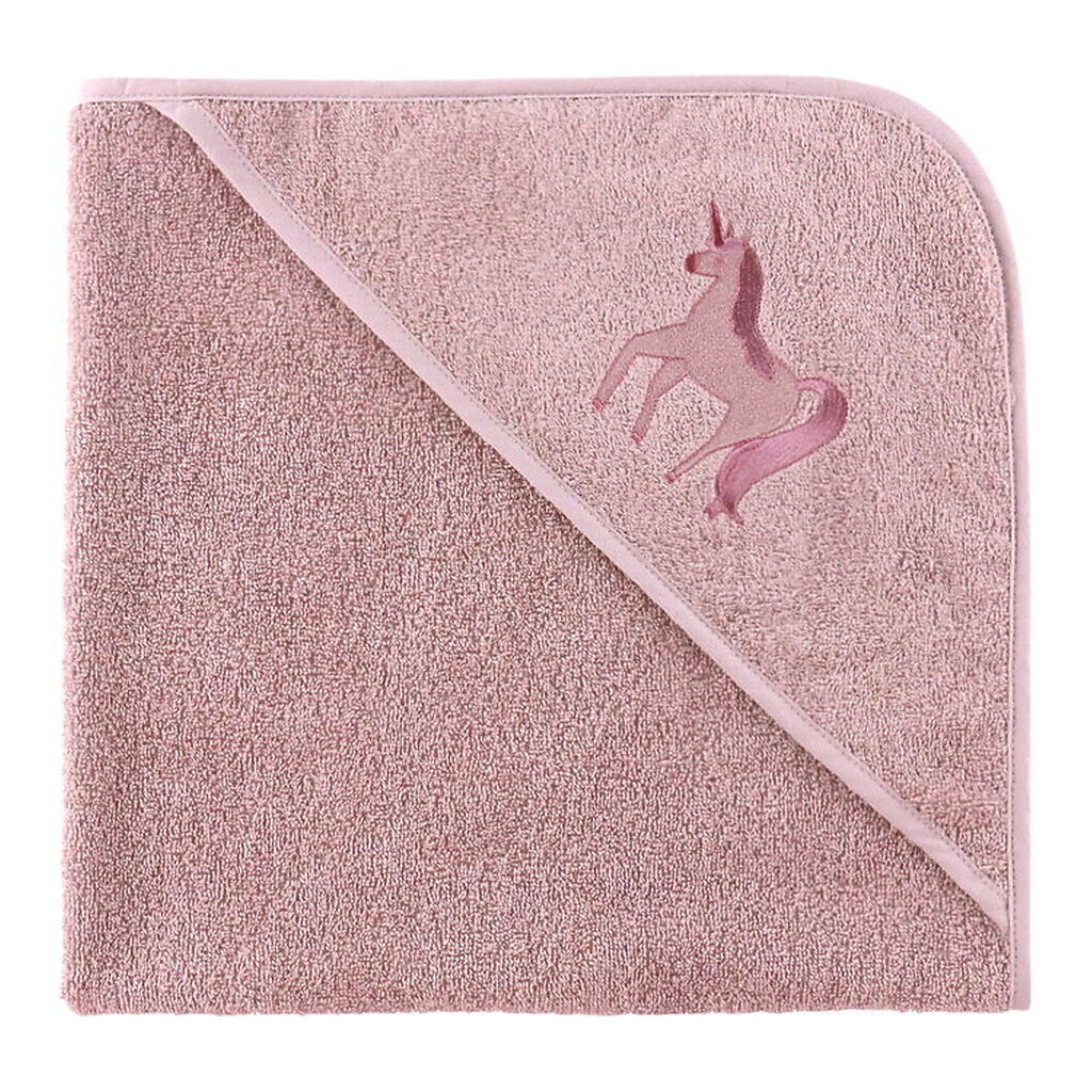 Nørgaard Madsens Babyhåndklæde - 75x75 cm - Rosa m. Enhjørning