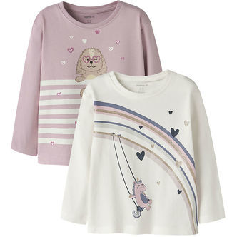 Name It Bluser - 2-pak - NmfValiane - Cloud Dancer/Dawn Pink