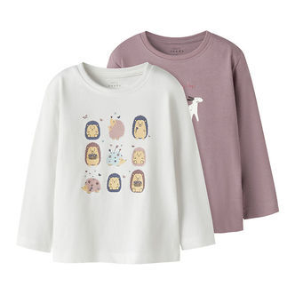 Name It Bluser - NmfVeen - 2-pak - Toadstool/Bright White/ Hedge