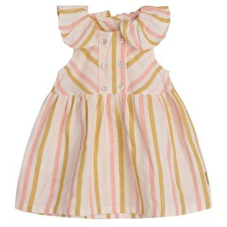 Hust and Claire Kjole - Kastanje - Hvid m. Striber