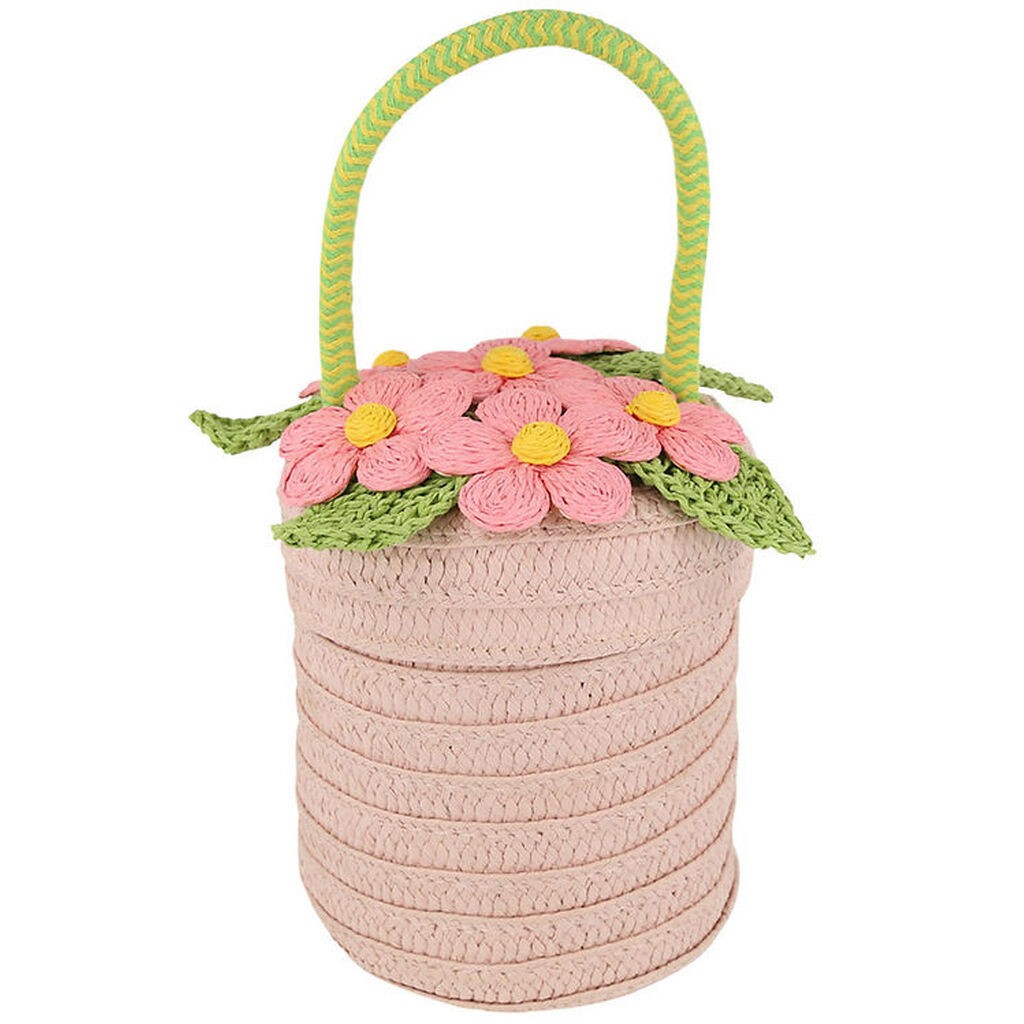 Meri Meri Stråtaske - Blomster - Kurv - 13x18 cm - Rosa
