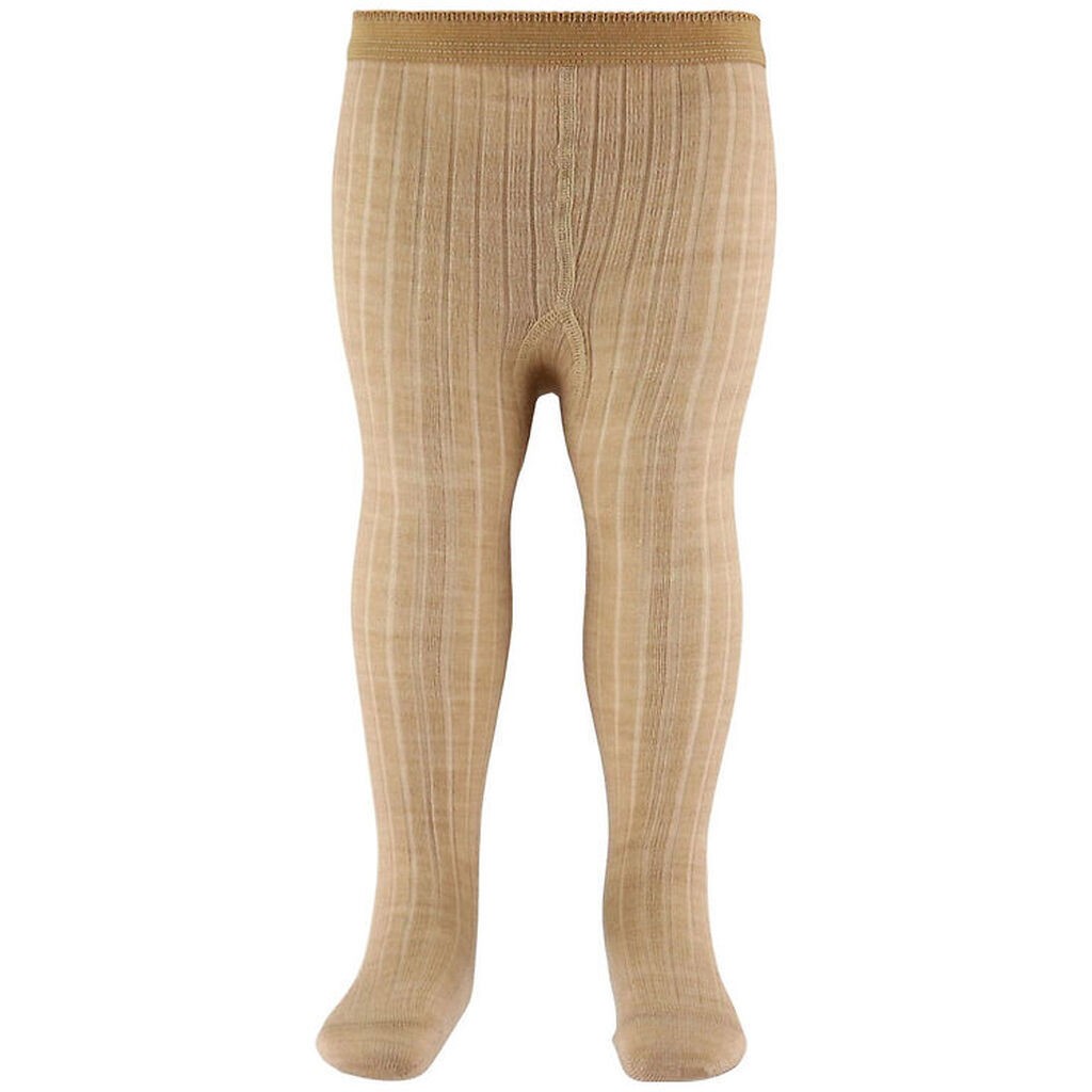 MP Strømpebukser - Uld - Rib - Camel Melange