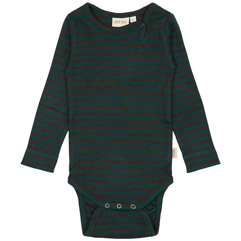 Petit Piao Body l/æ - Rib - Modal - Dark Sea/Coffe Bean