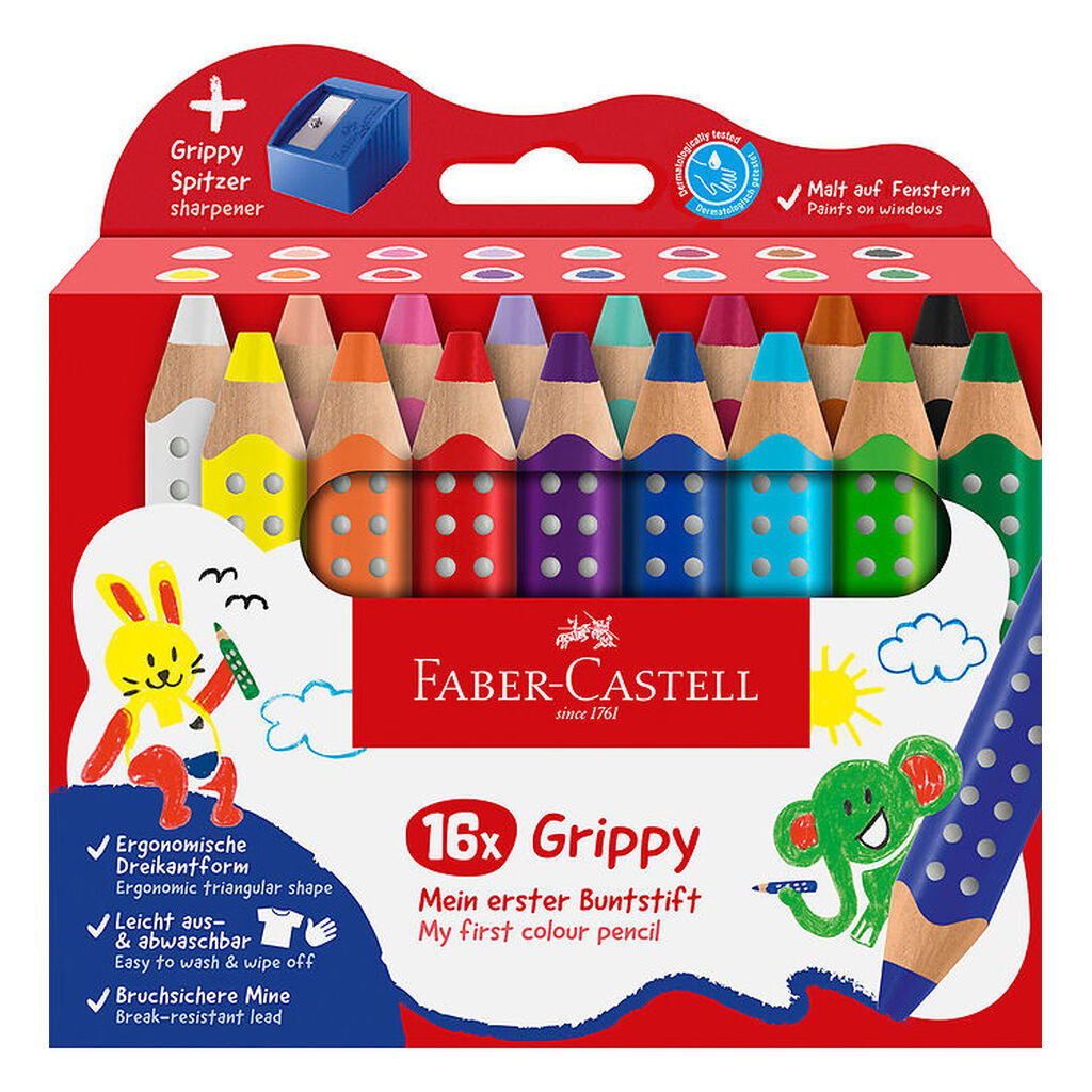 Faber-Castell Farveblyanter - XXL Jumbo Grip + Spidser - 16 stk.