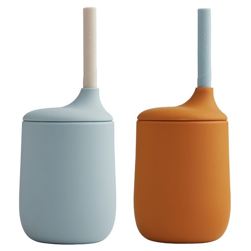 Liewood Kopper m. Sugerør - 2-pak - Silikone - Ellis - Mustard/S