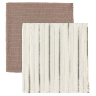 Sebra Stofbleer - 3-pak - 75x75 cm - Cream Stripe/ Beige