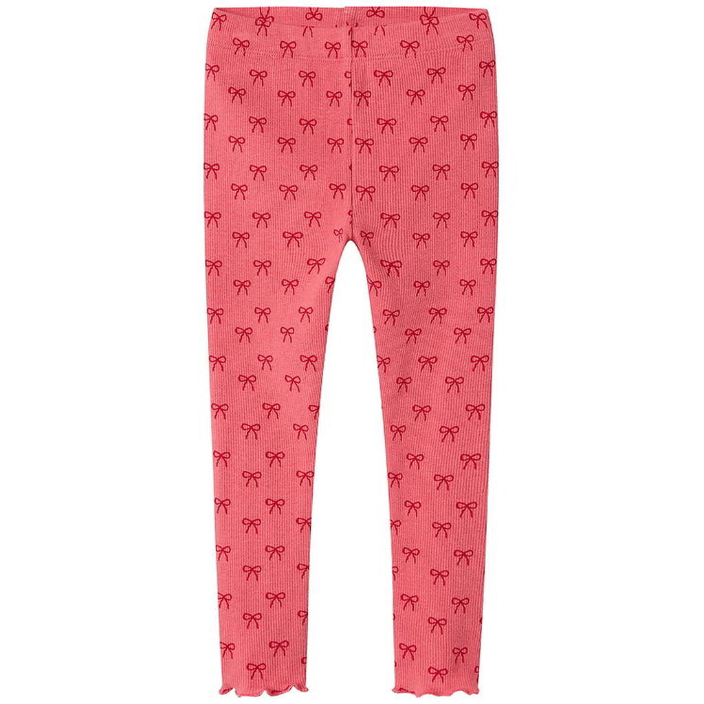 Name It Leggings - Rib - NmfKarinna - Rapture Rose m. Sløjfer