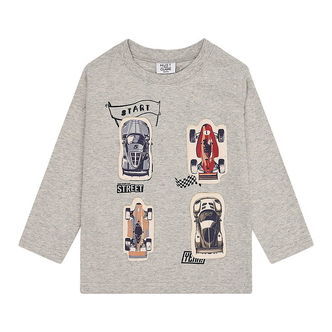 Hust and Claire Bluse - HcAnton - Soft Grey Melange m. Racerbile