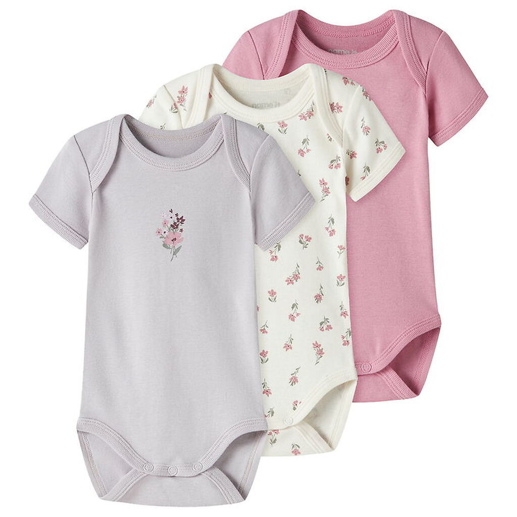 Name It Bodyer k/æ - 3-pak - Noos - NbfBody - Jet Stream/w/ Lila