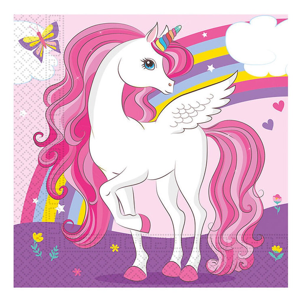 Decorata Party Servietter - 20-pak - 33x33 cm - Unicorn Rainbow