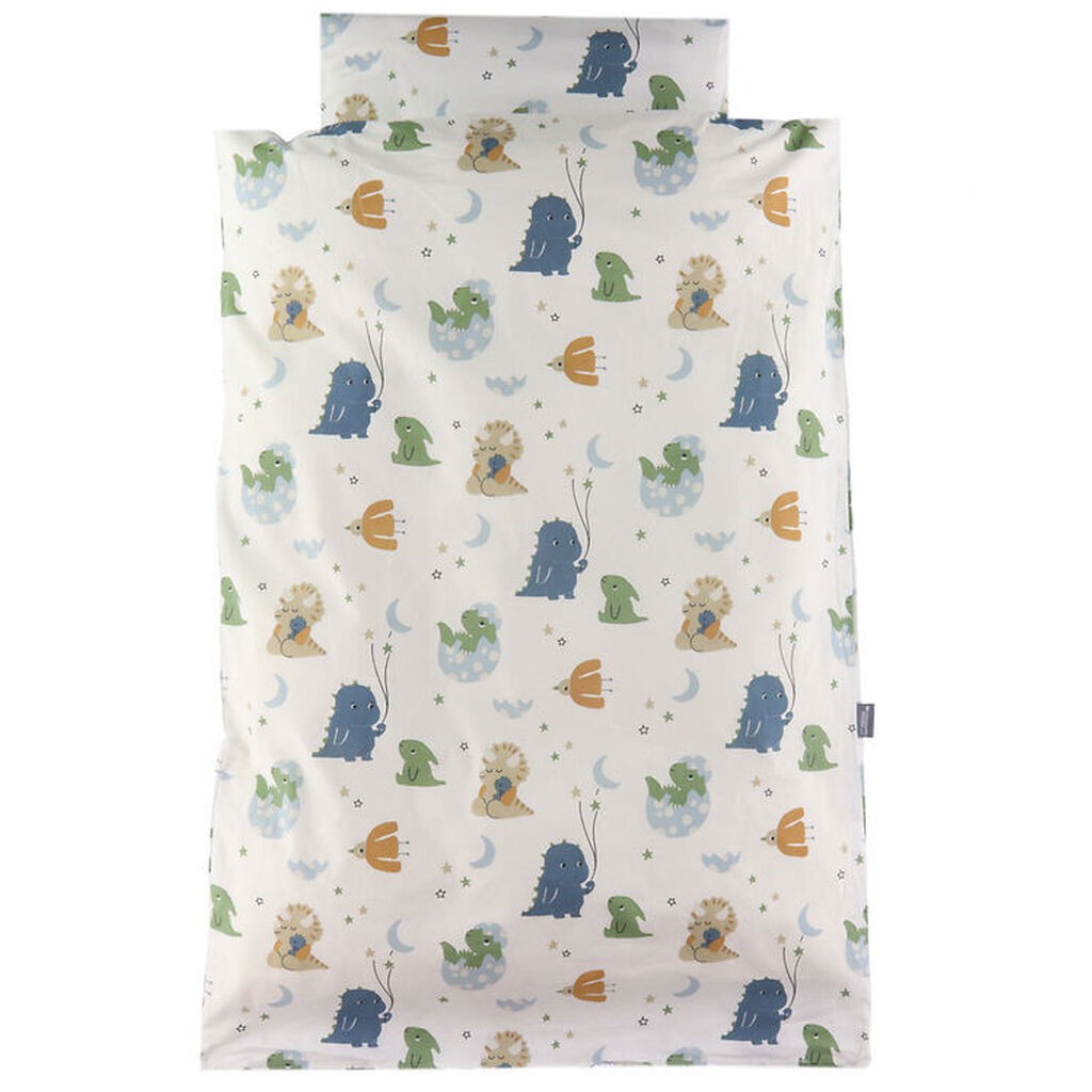Nørgaard Madsens Sengetøj - Baby - Blå/Grøn m. Store Dinosaur