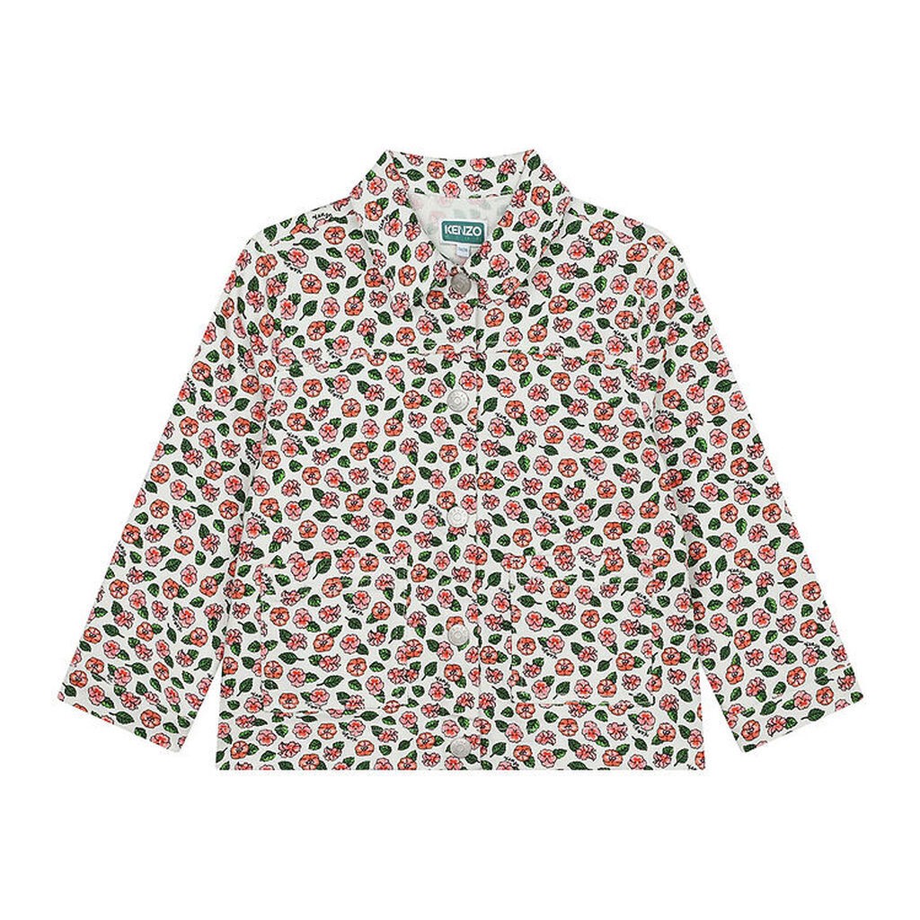 Kenzo Denimjakke - Ivory/Rosa m. Blomster