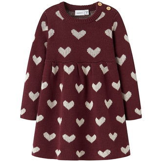 Name It Kjole - Strik - NbfOana - Burgundy/Peyote Heart