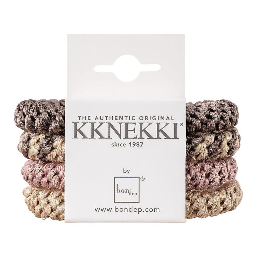 Kknekki Hårelastikker - 4-pak - Pink/Beige/Brun