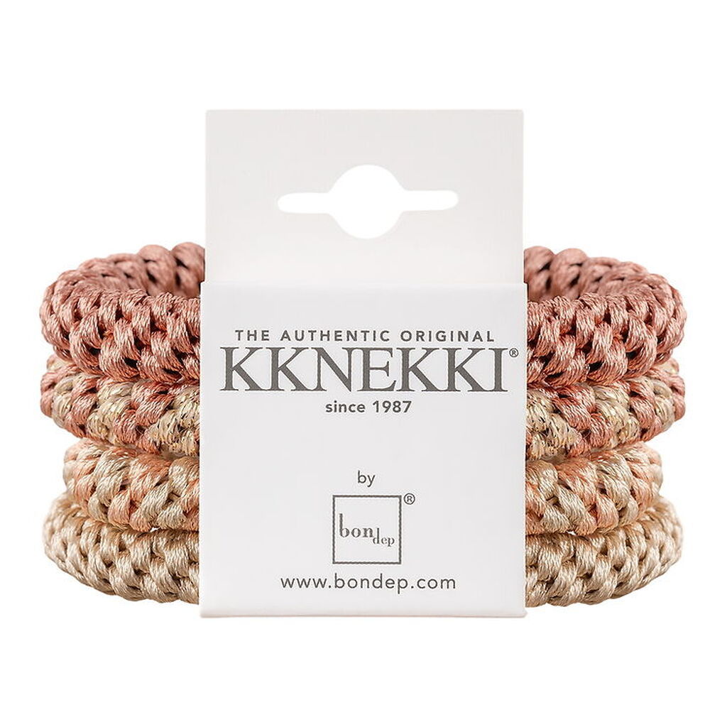 Kknekki Hårelastikker - 4-pak - Pink/Beige
