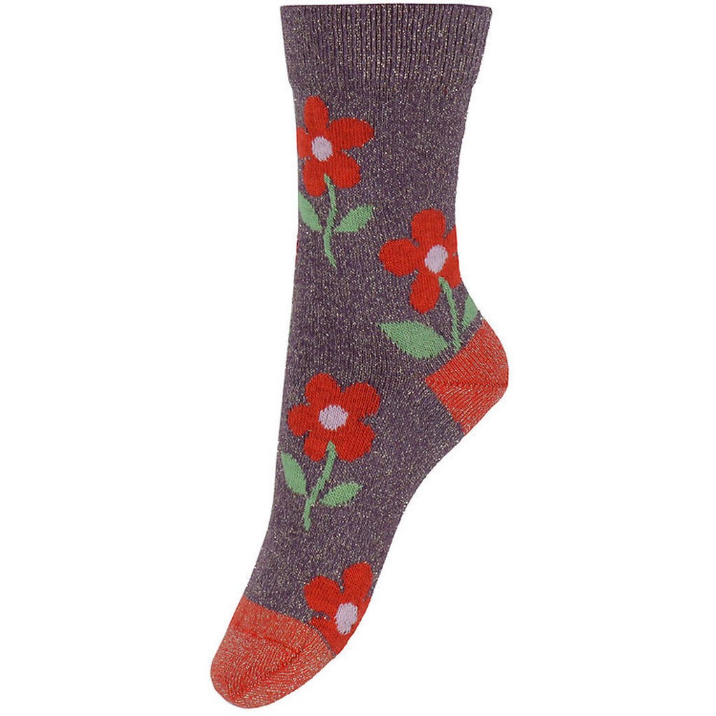 Melton Strømper - Glimmer - Hortensia m. Blomster