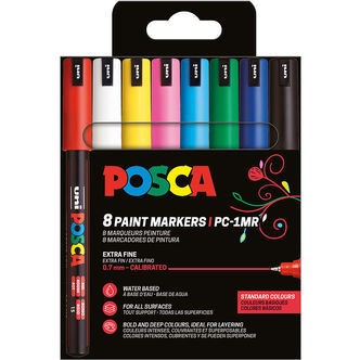 Posca Tuscher - PC-1M - 8 stk. - Multifarvet