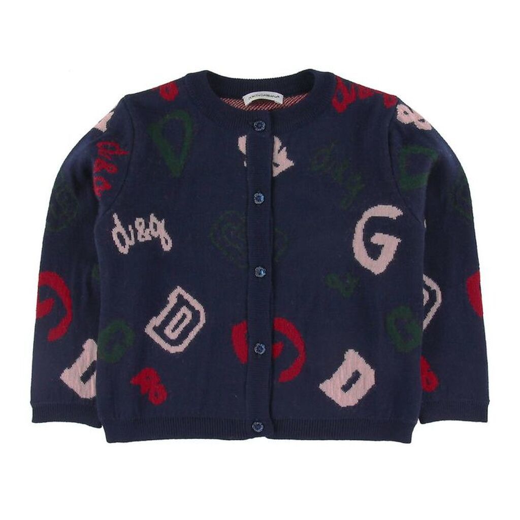 Dolce & Gabbana Cardigan - Uld - Navy m. Logoer