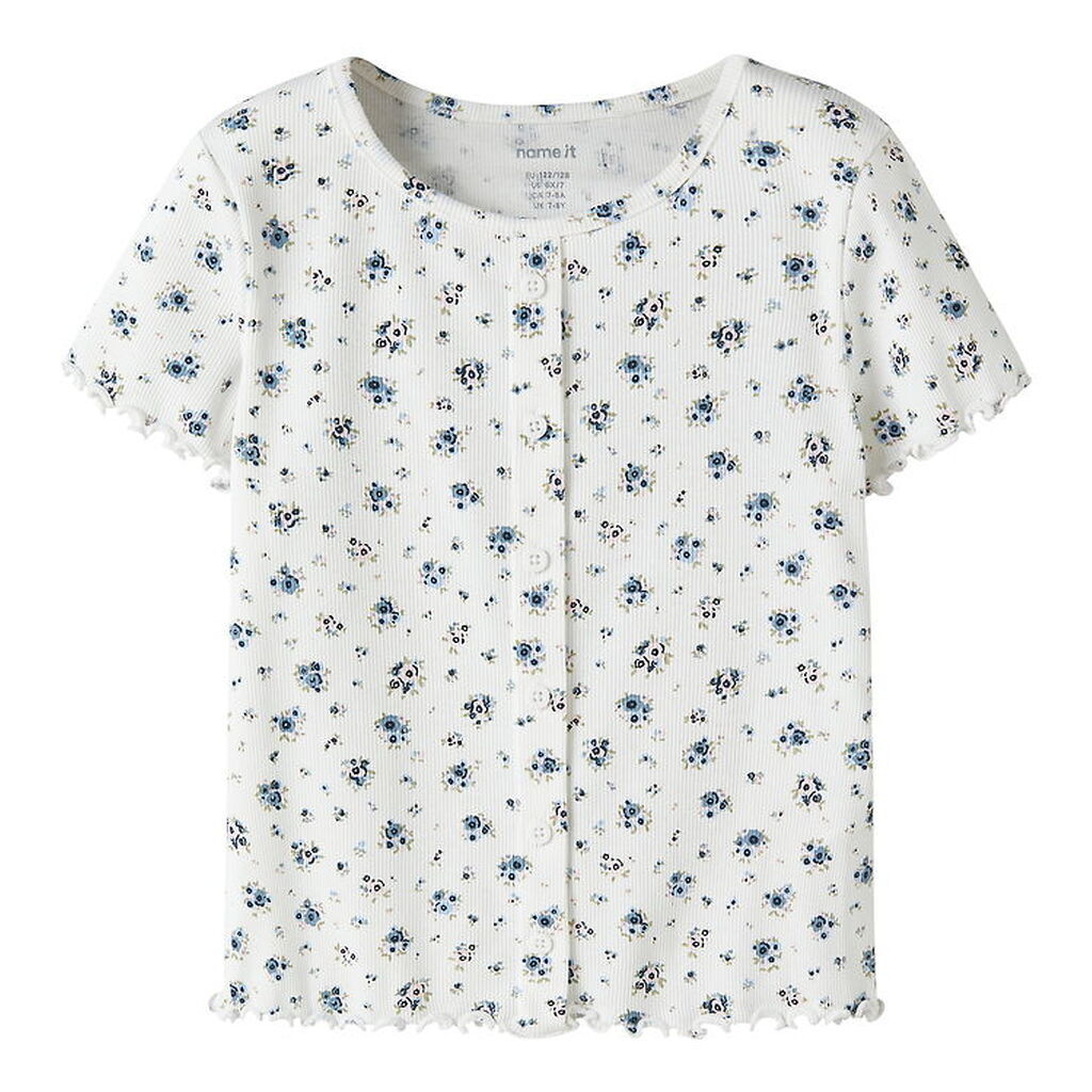 Name It T-shirt - Rib - NkfVemia - Bright White/Purple Floral