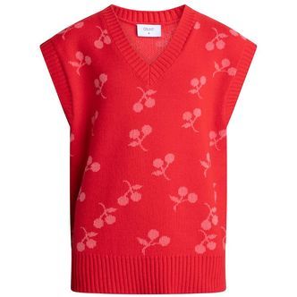 Grunt Vest - Strik - Aviana - Rød m. Kirsebær