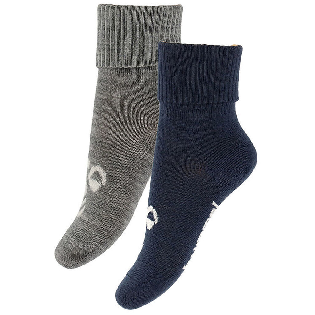 Hummel Strømper - HmlMini - 2-pak - Uld - Dress Blues/Grey Mela