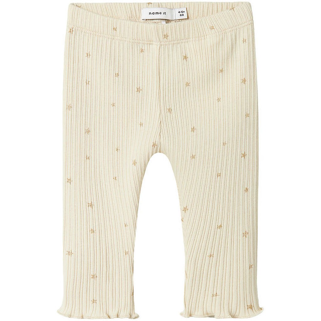 Name It Leggings - Rib - NbfRoyanna - Summer Sand m. Stjerner