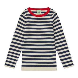 FUB Bluse - Rib - Ecru/Dark Navy