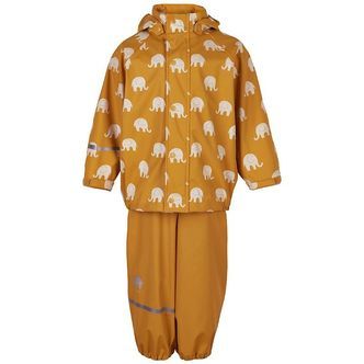 CeLaVi Regntøj - PU - Mineral Yellow m. Elefanter