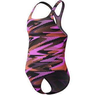 Speedo Badedragt - HyperBoom Allover Medalist - Sort/Lilla/Orang