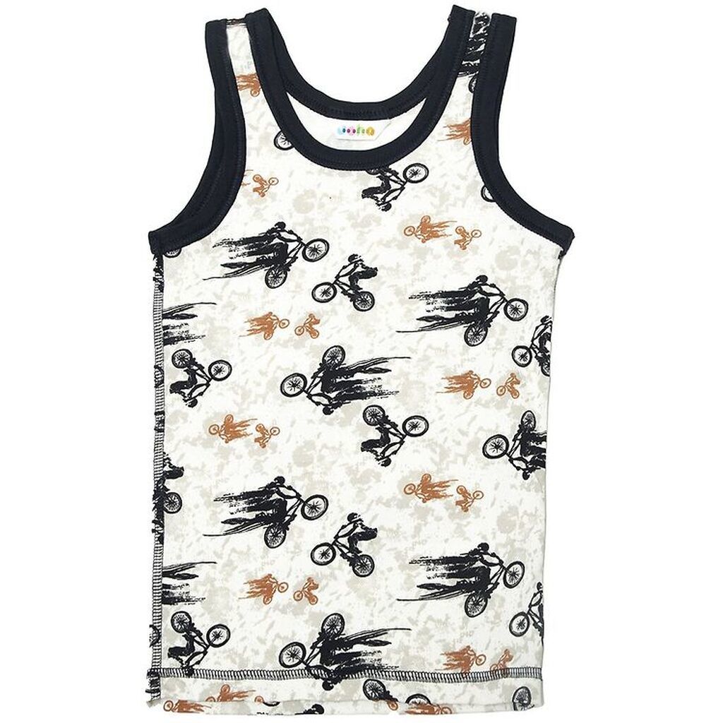 Joha Undertrøje - Bambus - Off White/Marineblå m. Cykel