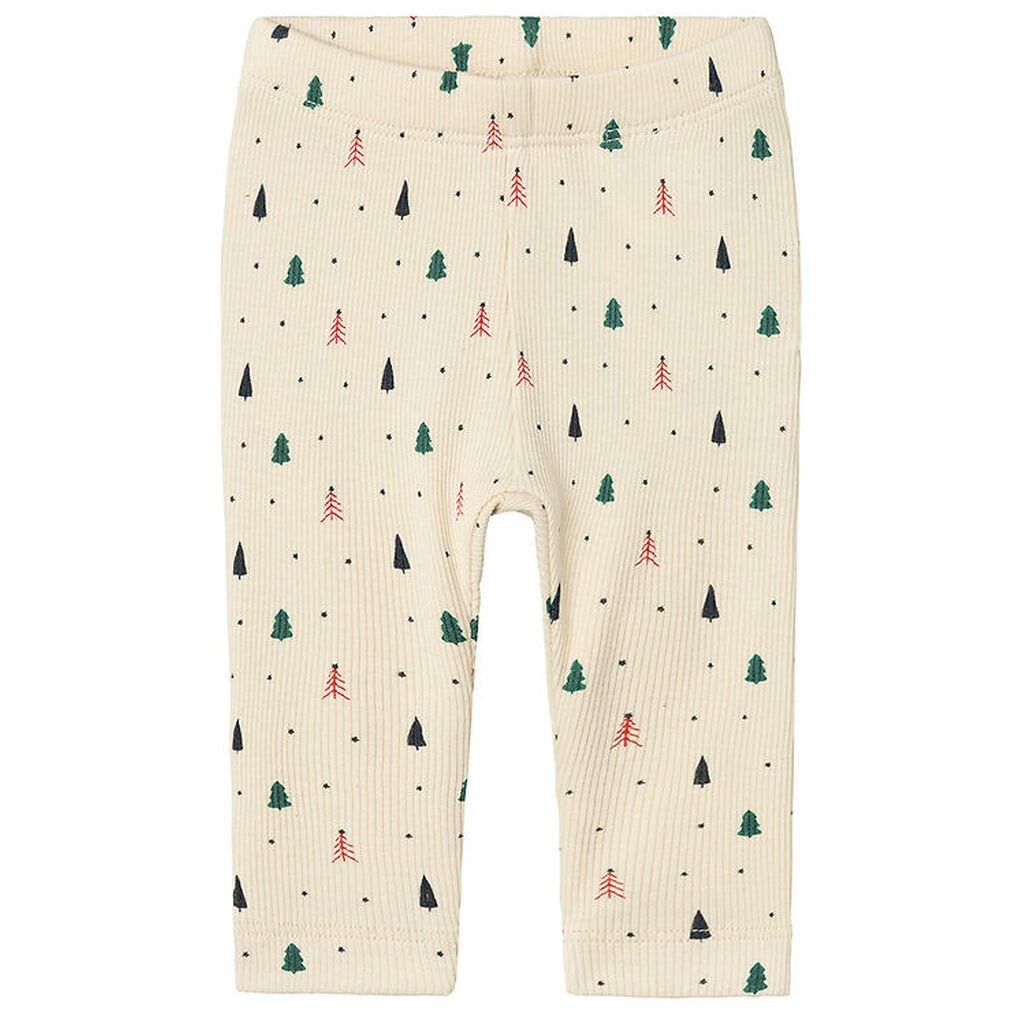 Name It Leggings - Rib - NbnDab - Summer Sand m. Juletræer