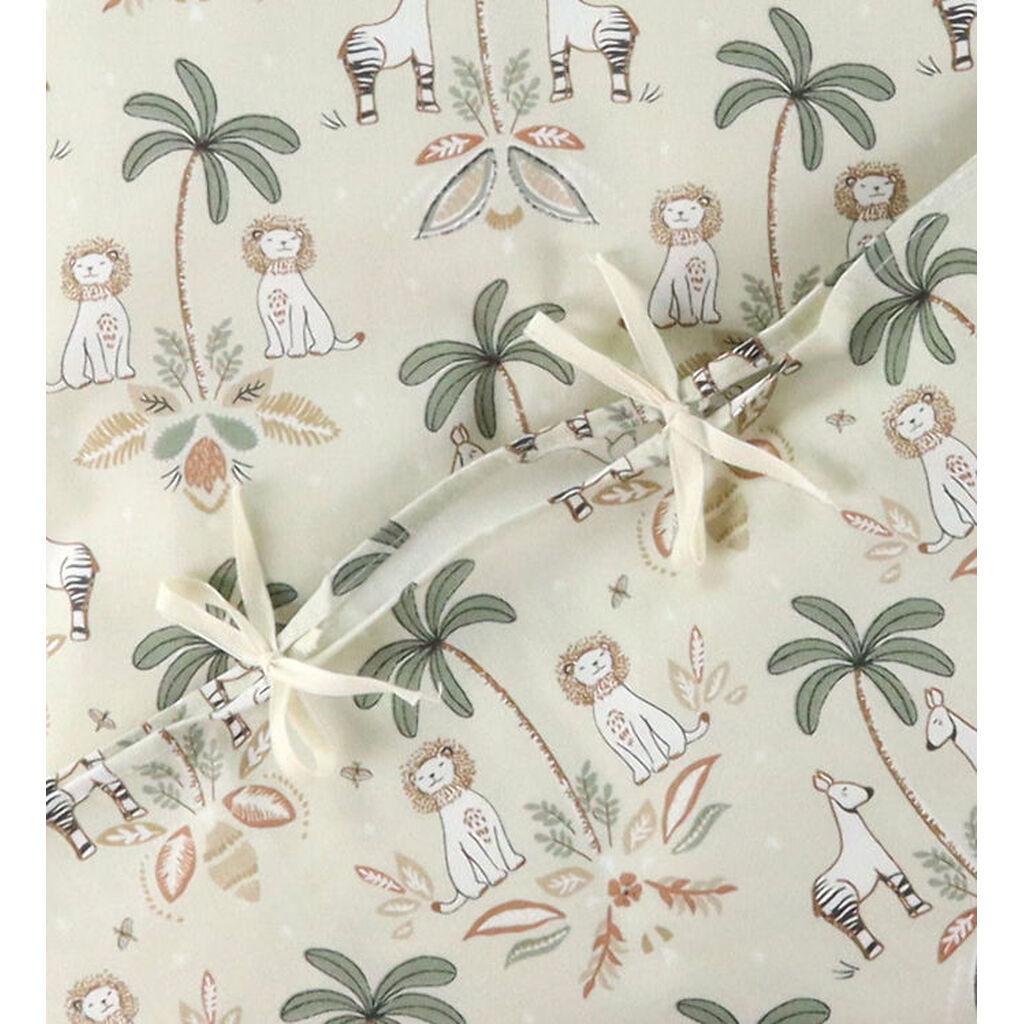 Nørgaard Madsens Sengetøj - Baby - Natur m. Palmer/Løver/Zebraer