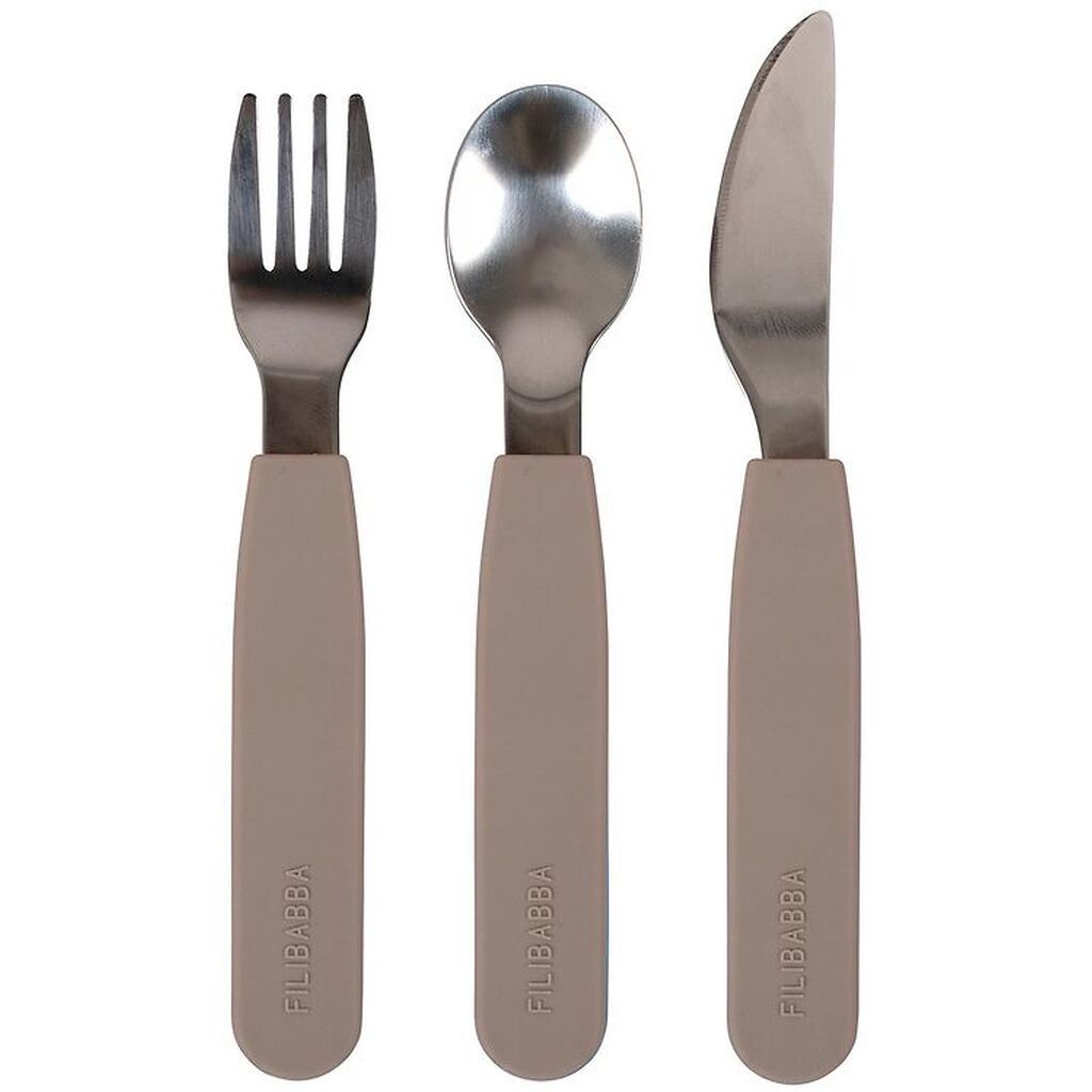Filibabba Silikone Bestiksæt - Warm Grey